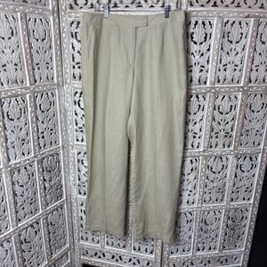 Liz Claiborne Audra Size 14 Beige 100% Linen Pants Preppy Summer Vacation Travel